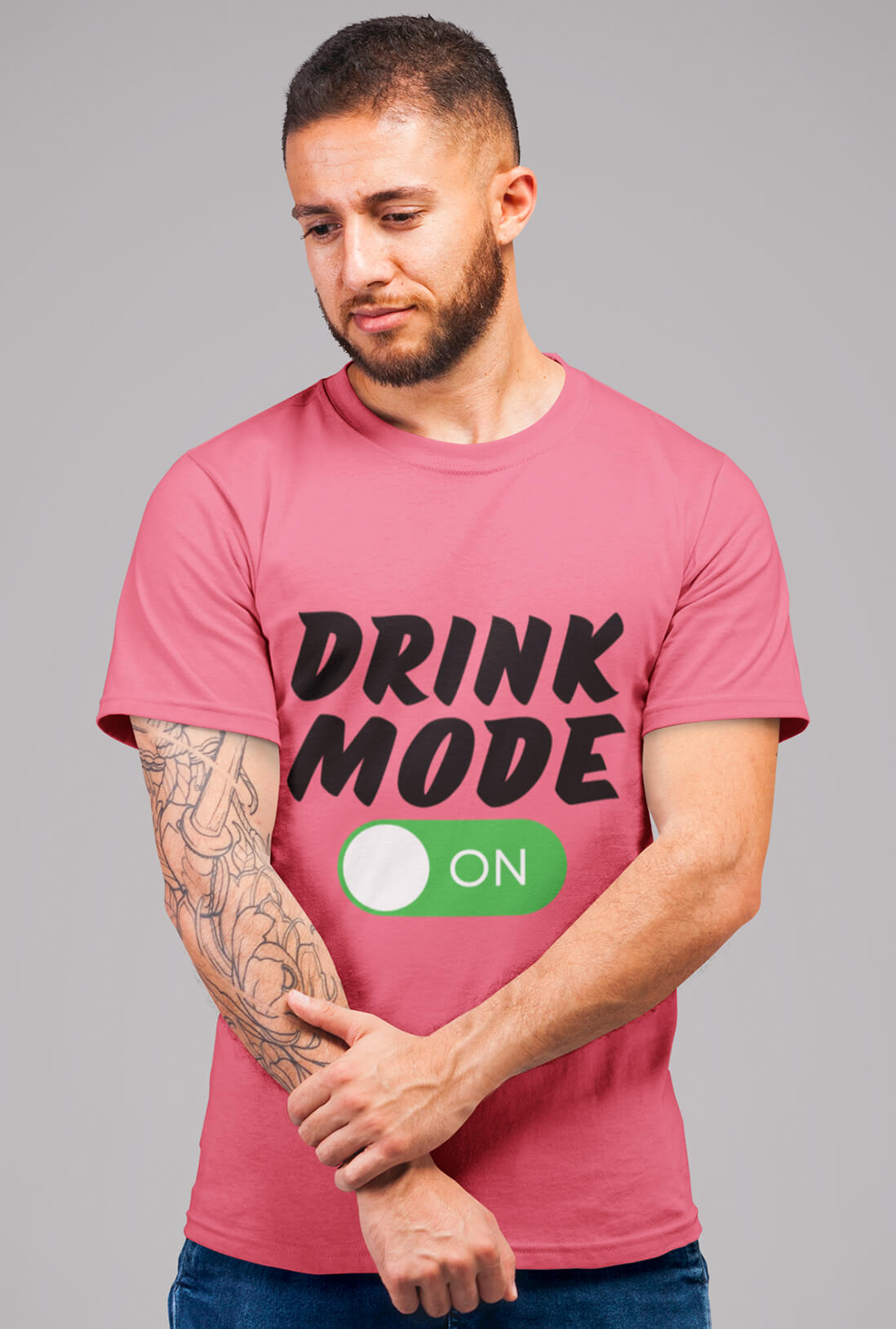 Drink Mode On Men's Printed T-Shirt