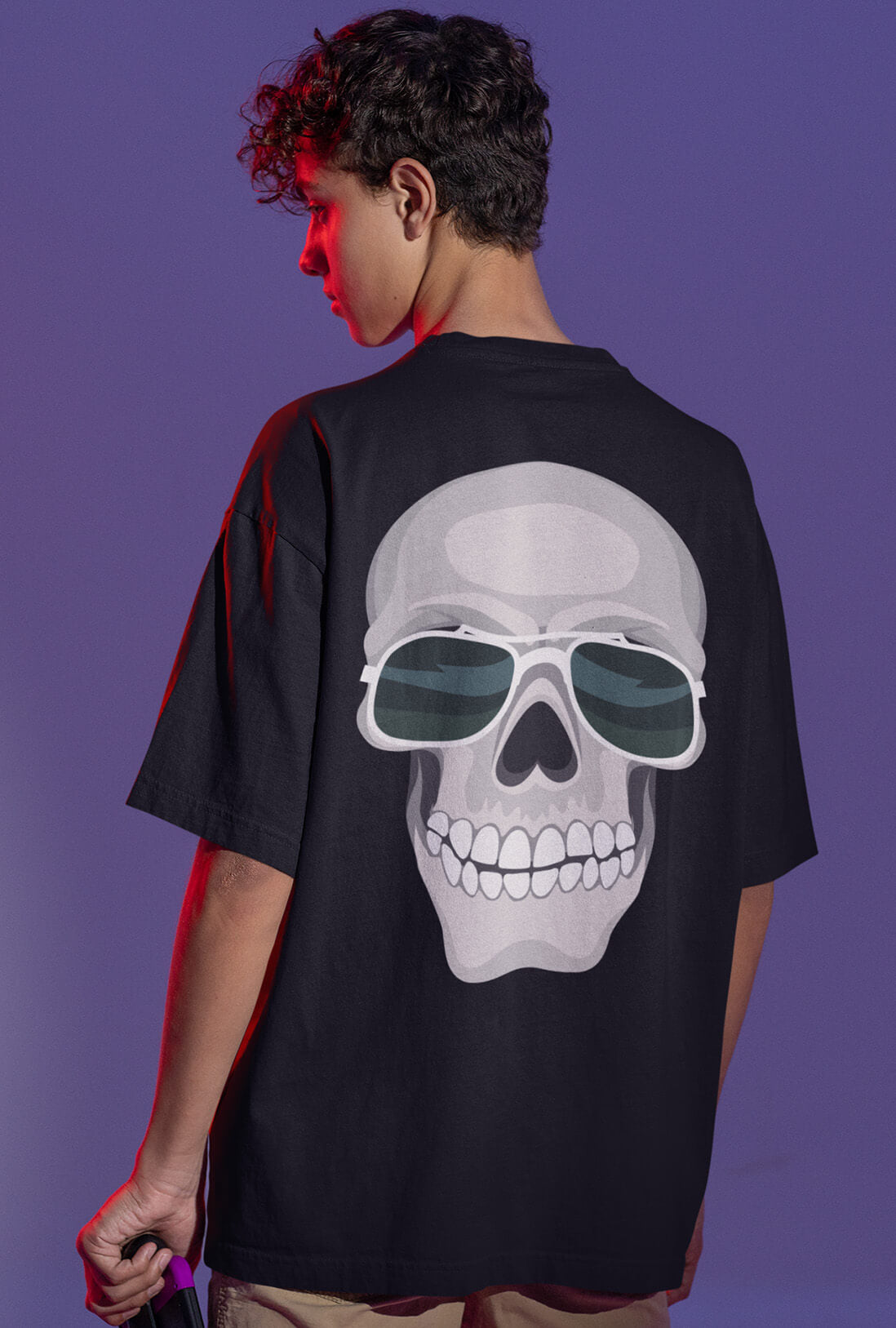 Skull Men's Back Print Oversized T-Shirt