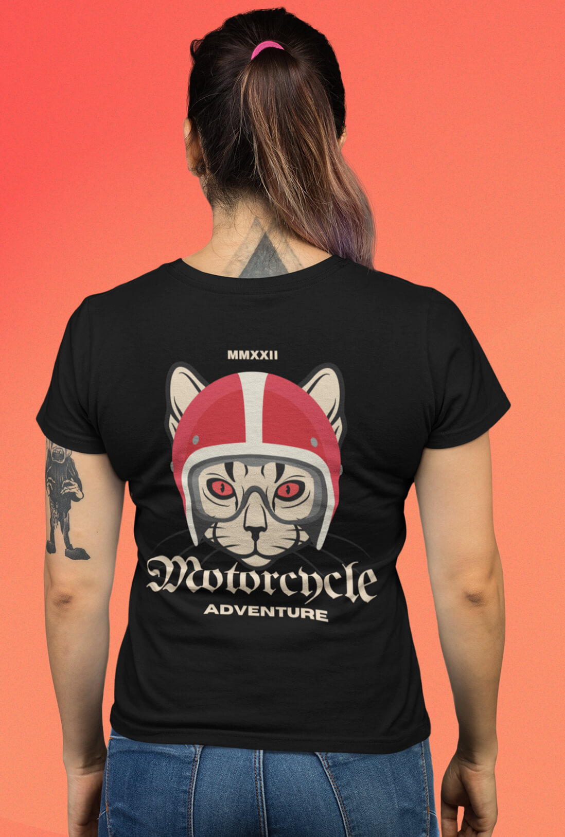 Motorcycle Women's Back Printed T-Shirt