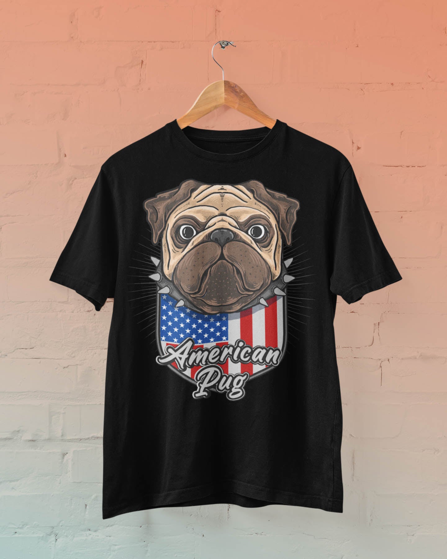 American Pug Round Neck Cotton T-Shirt