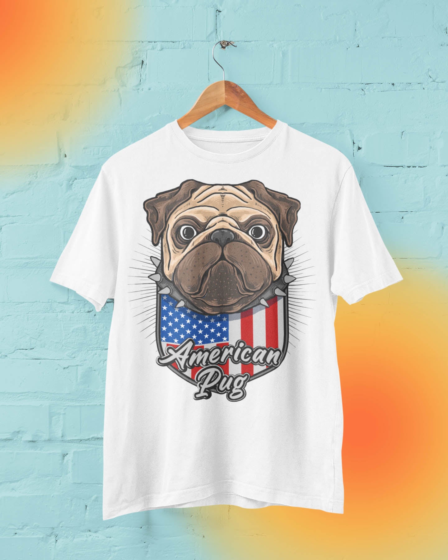 American Pug Round Neck Cotton T-Shirt