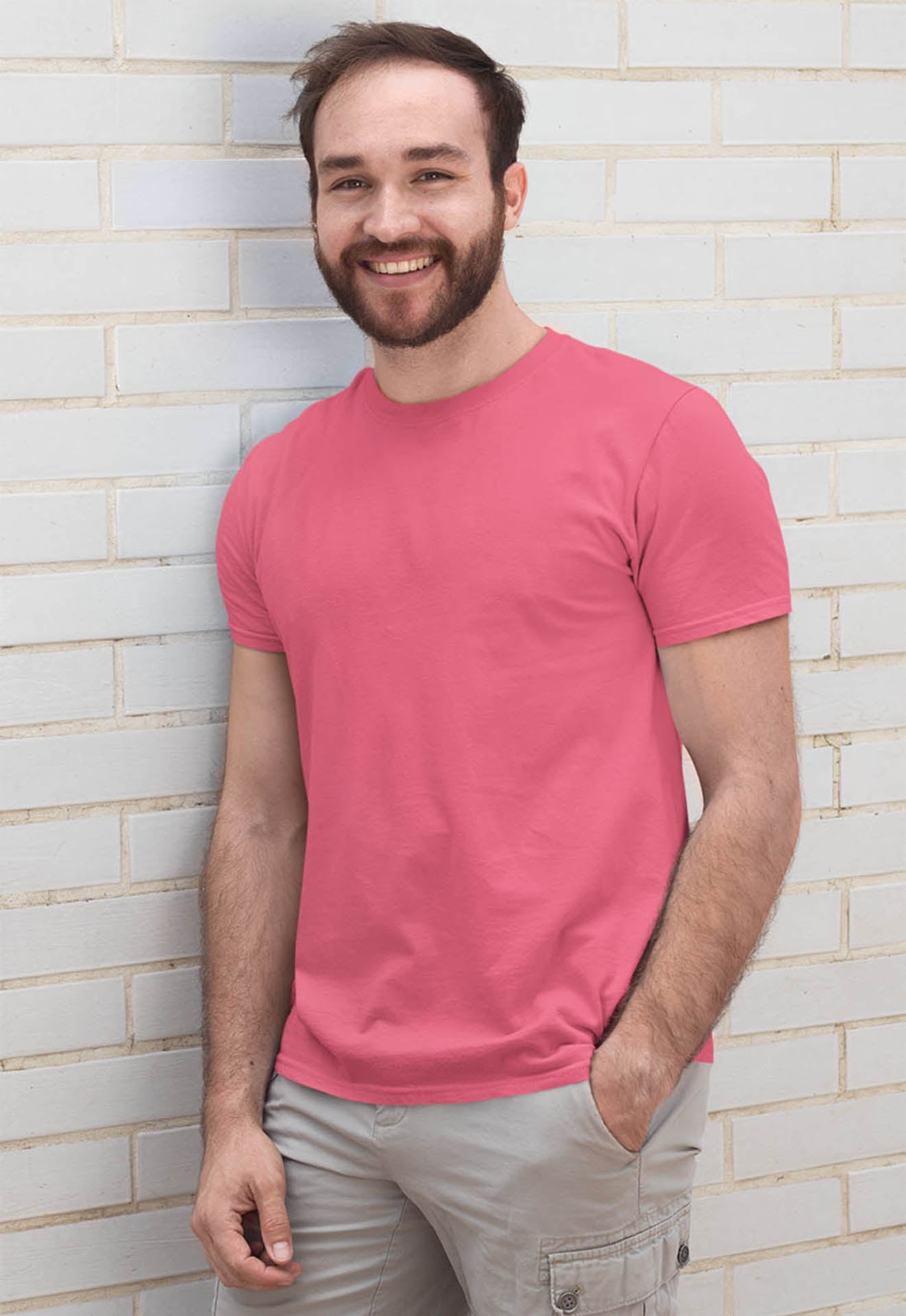 Men's Peach Cotton T-Shirt