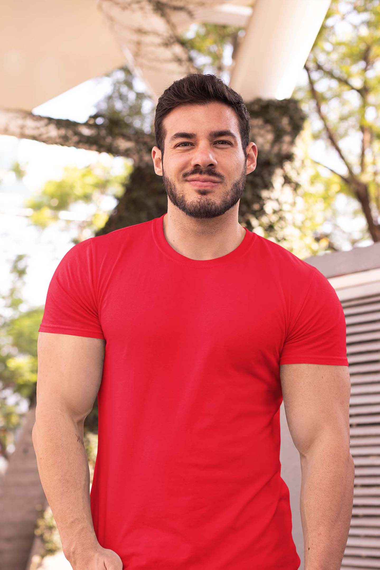 Men's Scarlet Red Cotton T-Shirt