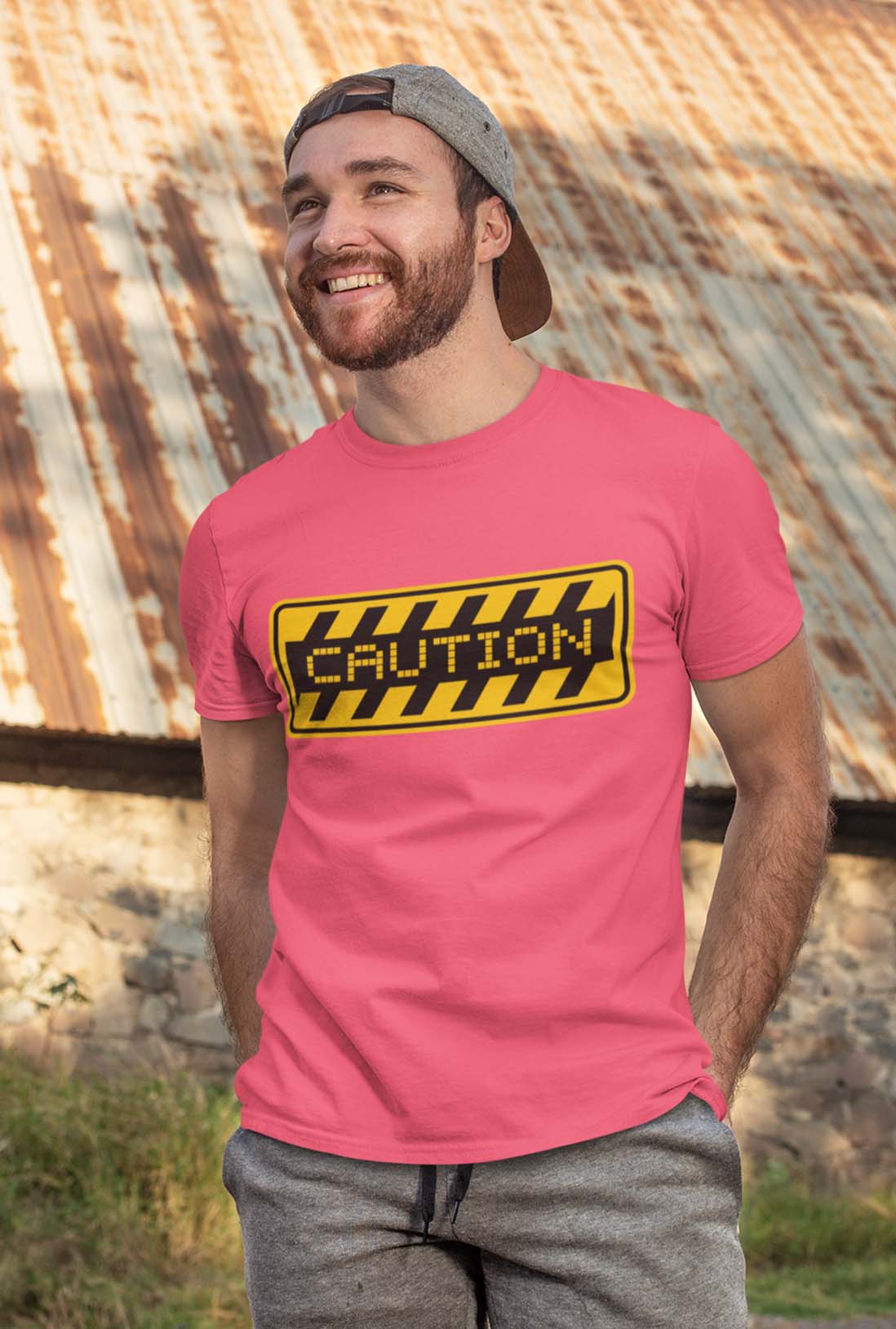 Caution Men's Cotton T-Shirt