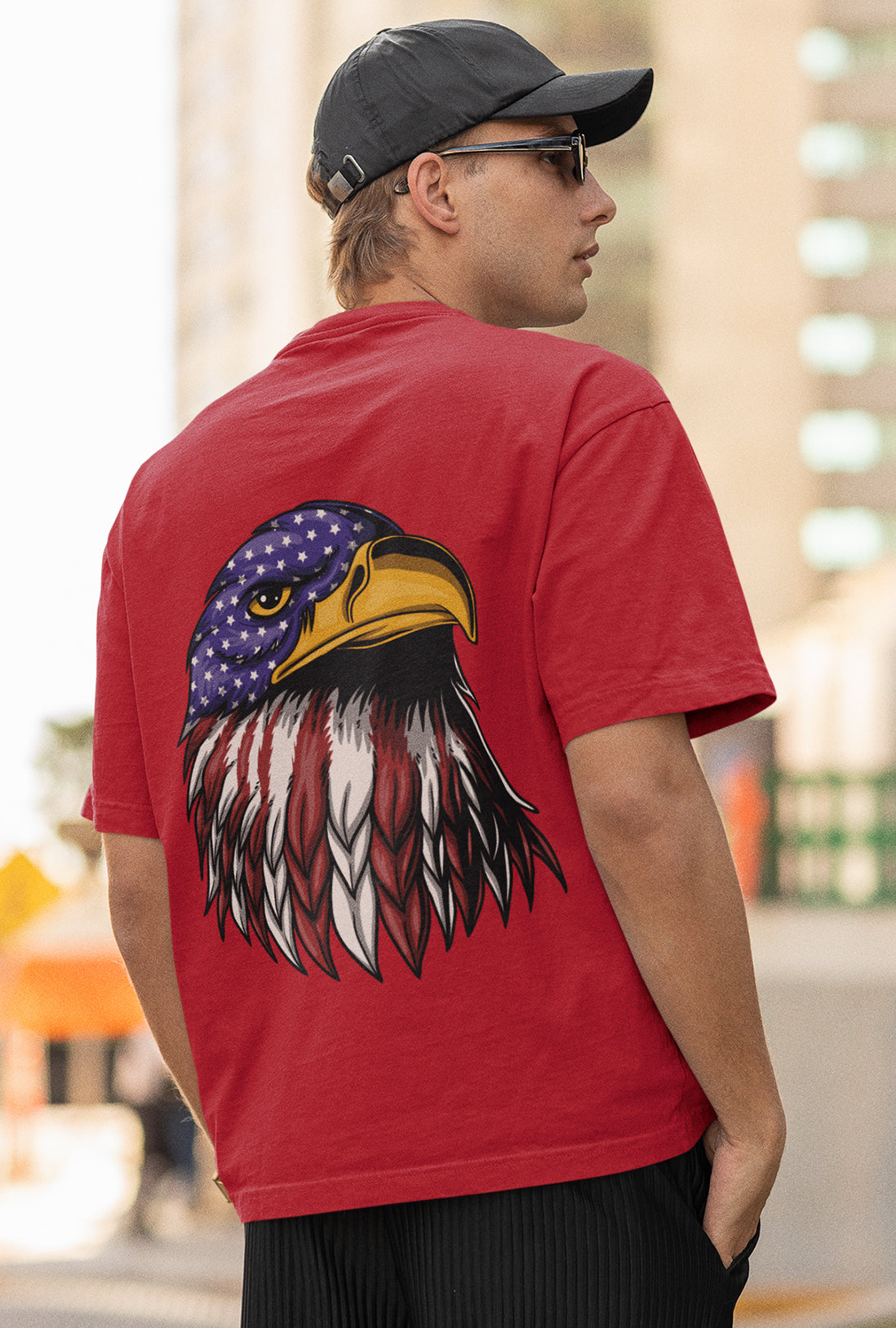 Eagle Men's Back Print Oversized T-Shirt
