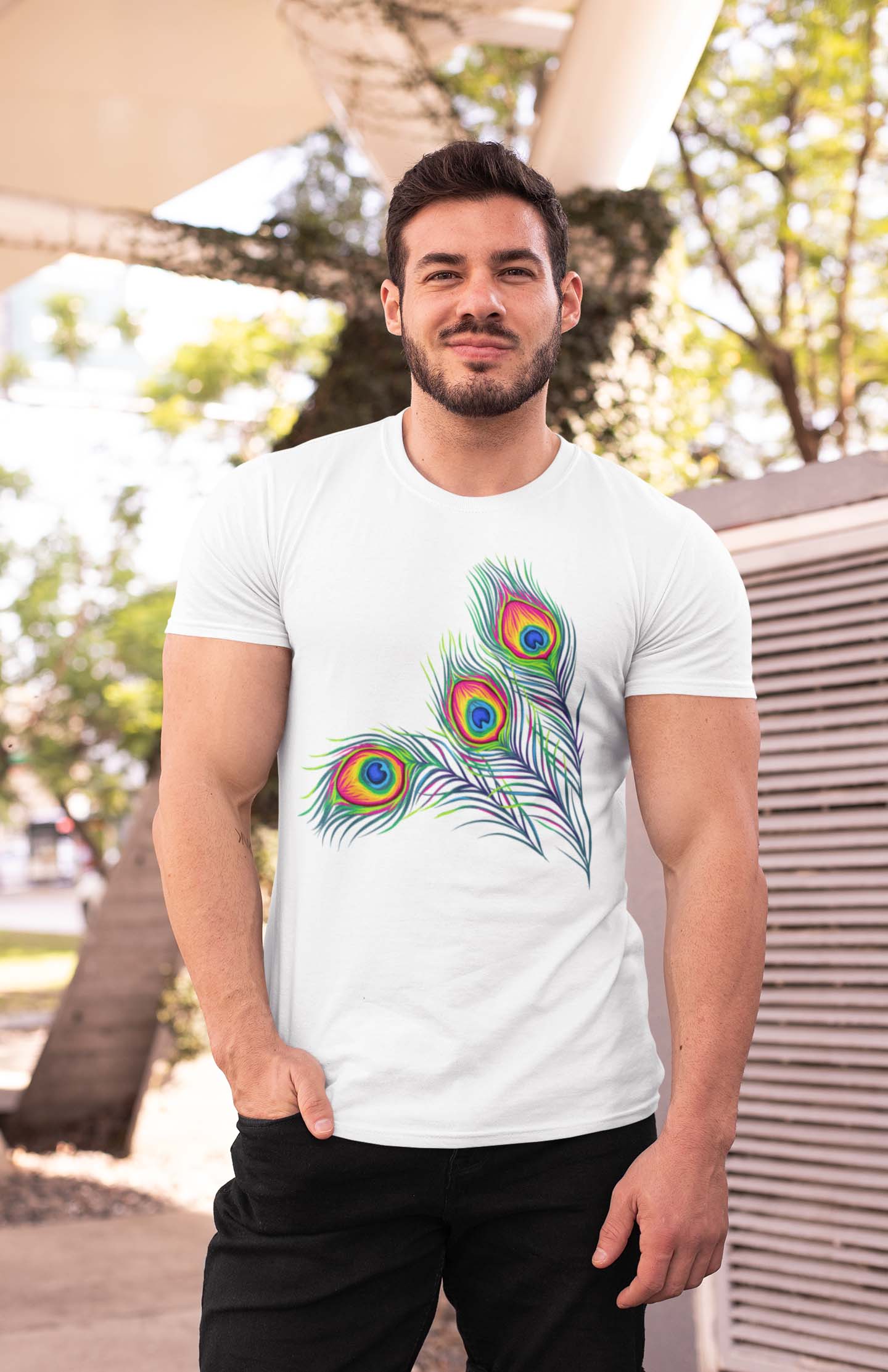 Peacock Feather's Men's Cotton T-Shirt