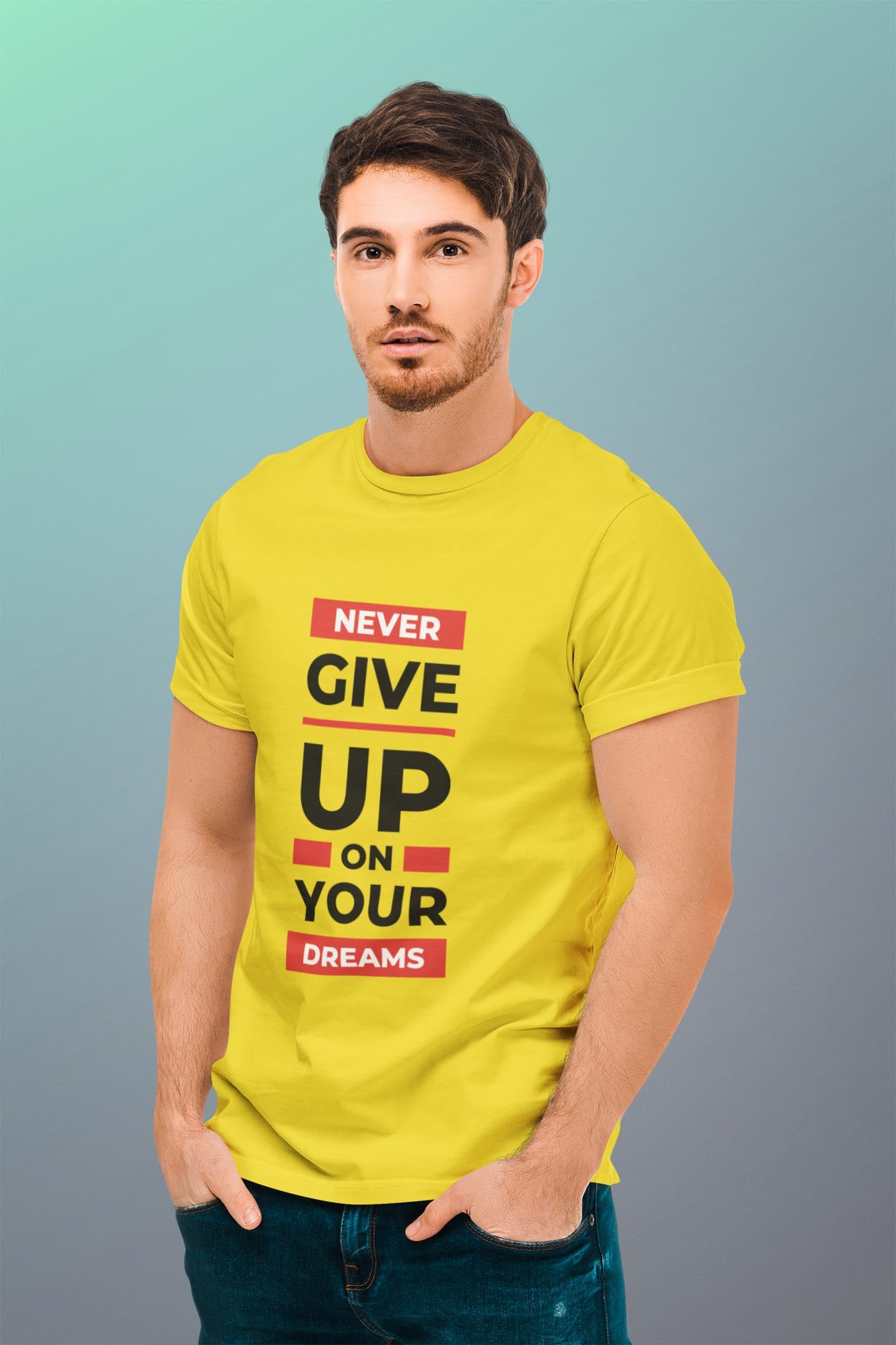 Never Give Up Men's Cotton T-Shirt