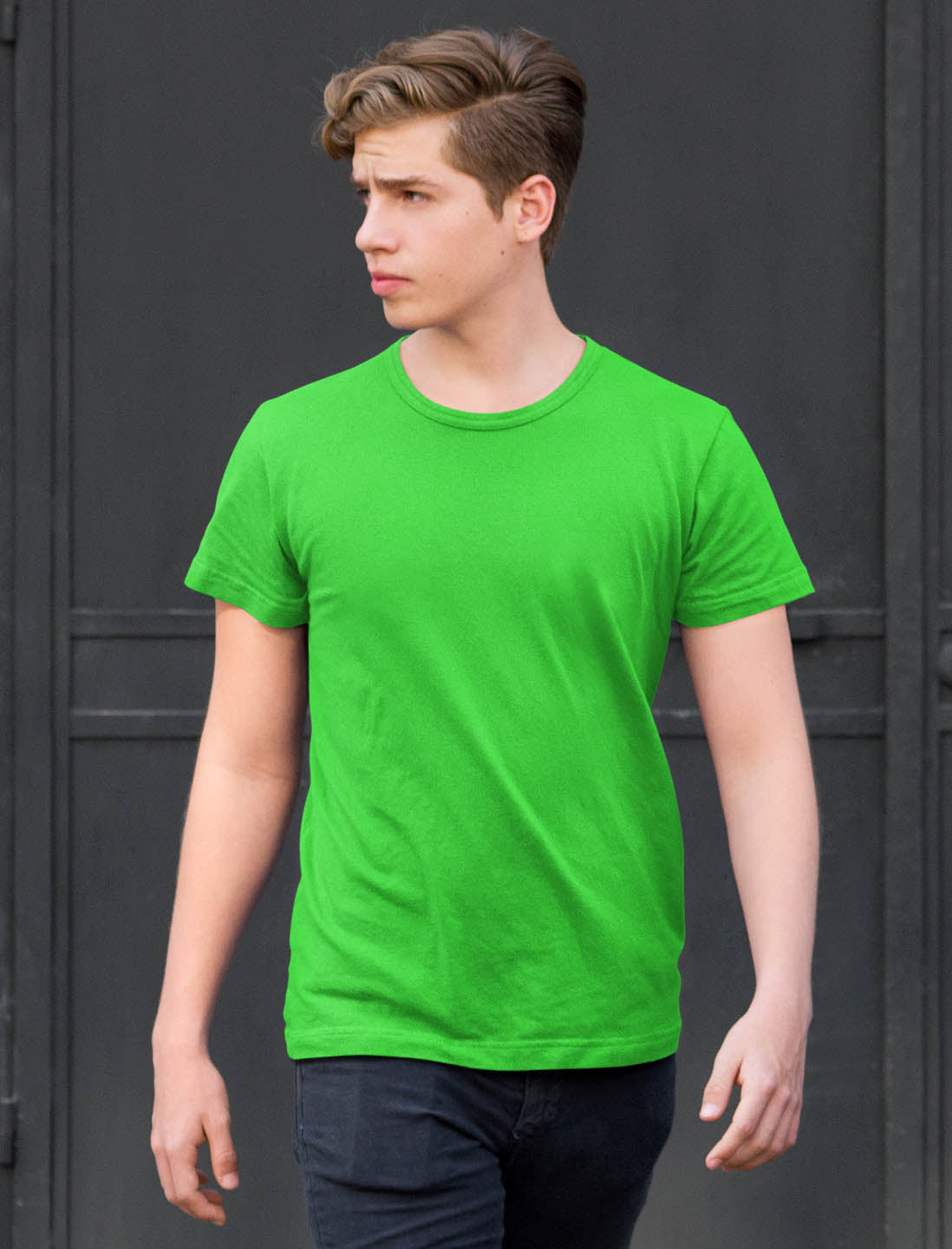 Men's Parrot Green Cotton T-Shirt