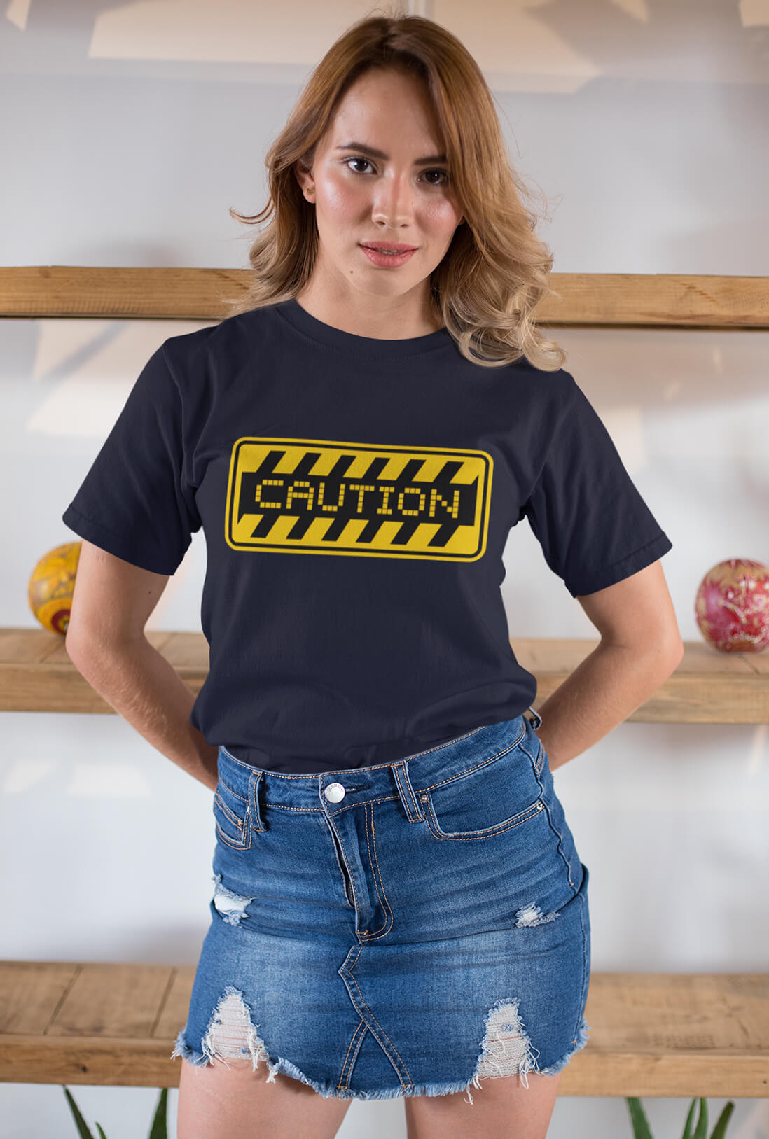 Caution Women's Back Print Oversized T-Shirt